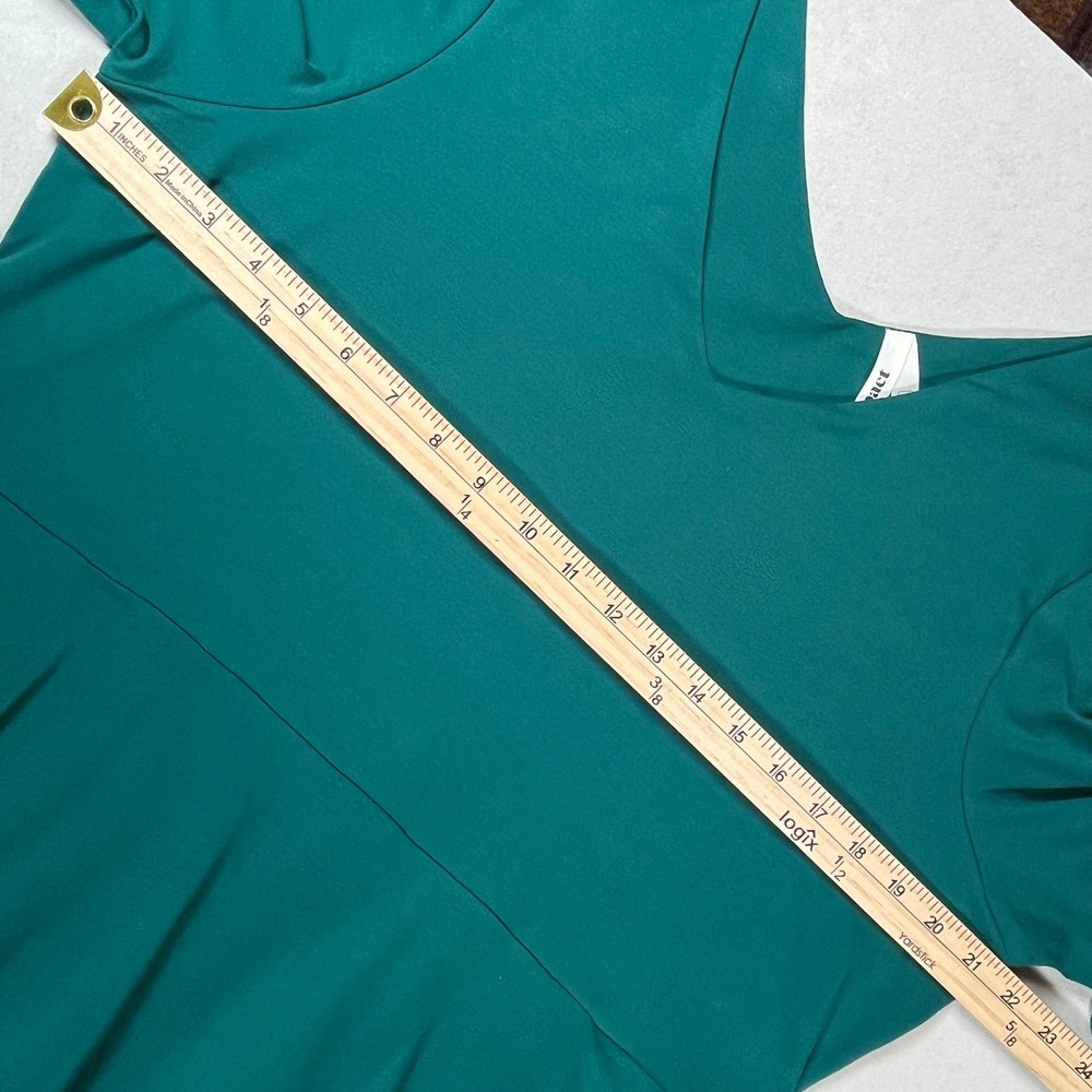 Pact Fit and Flare Dress Women XXL Teal Green Organic Cotton 3/4 Sleeve V-Neck - Picture 6 of 8